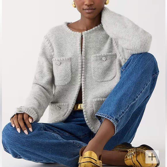 J. Crew Sweaters Odette Sweater Lady Jacket With Jewel Buttons Size